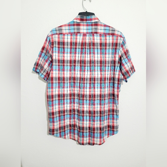 Old Navy Mens Short Sleeve Shirt Top Button Down Size L Multicolor Plaid - Picture 2 of 8